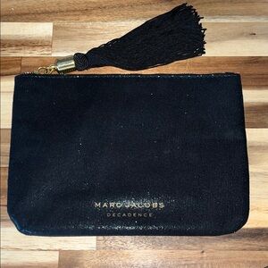Marc Jacobs Black Clutch Pouch with Tassel and Gold Logo